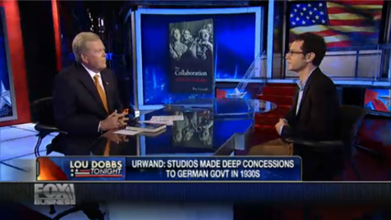 Ben Urwand appearing on Lou Dobbs Tonight on Fox Business, discussing his book The Collaboration and Hollywood’s concessions to Nazi Germany in the 1930s